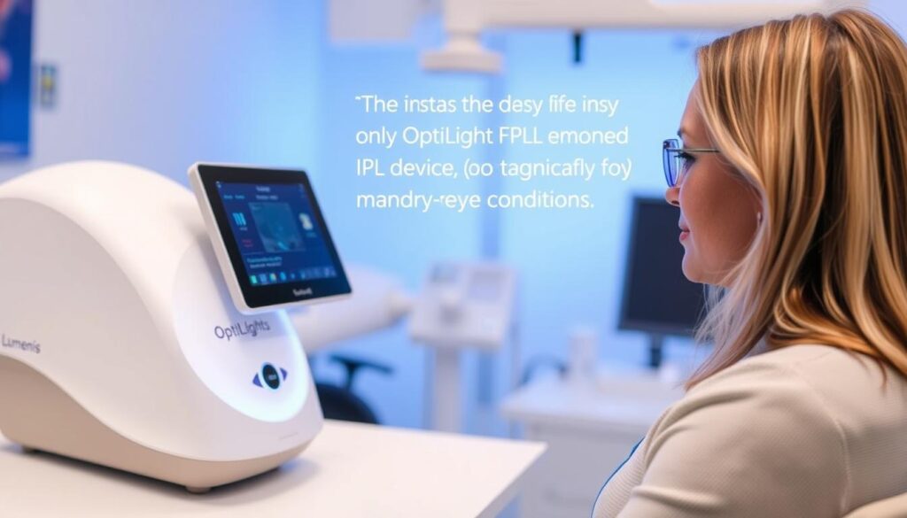 Generate an image of OptiLight by Lumenis, the first and only IPL FDA-approved device for dry eye management.