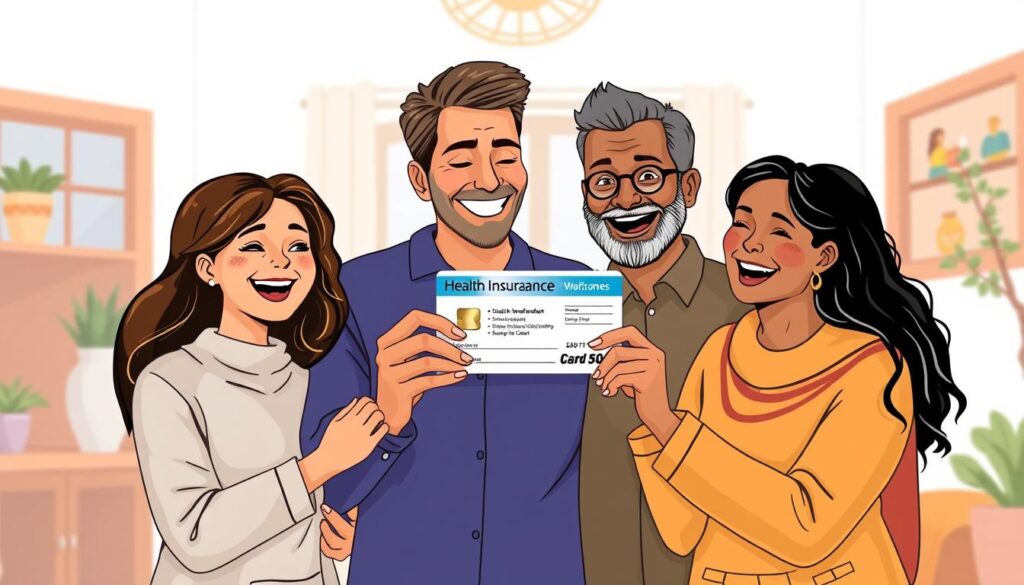 Image of a family with a health insurance card