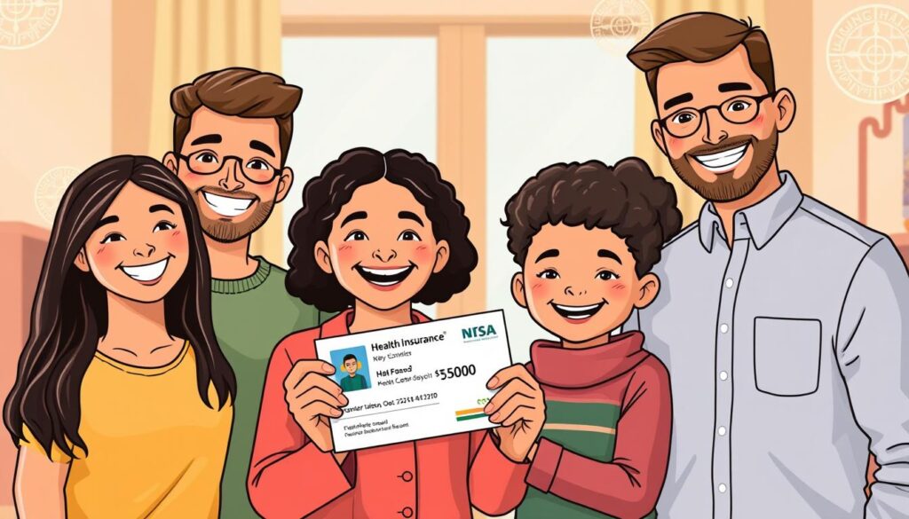 Image of a family with a health insurance card