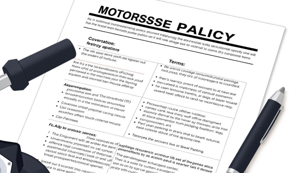 Image of a motorcycle insurance policy document