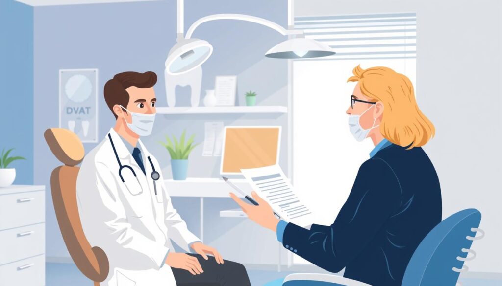 Image of a patient discussing financing options with a dentist