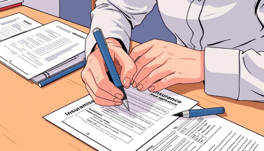 Image of a person filling out an insurance application form