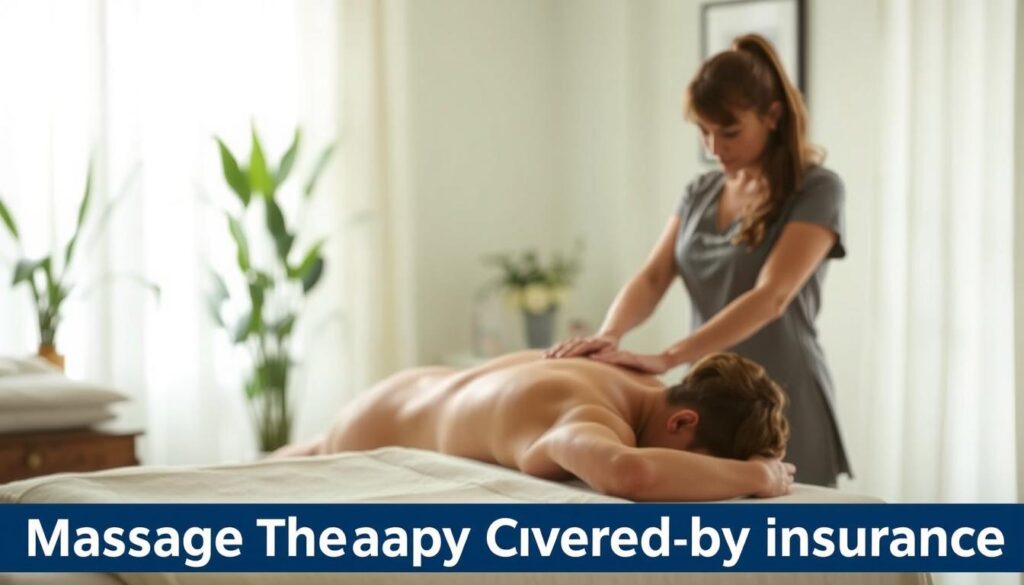 Image of a person receiving massage therapy with a caption "Massage Therapy Covered by Insurance"